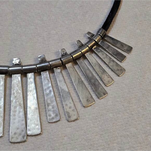 Silpada N3228 Nod to Mod Necklace .925 Sterling Silver Hammered 18"-20 Brutalist - Picture 4 of 7